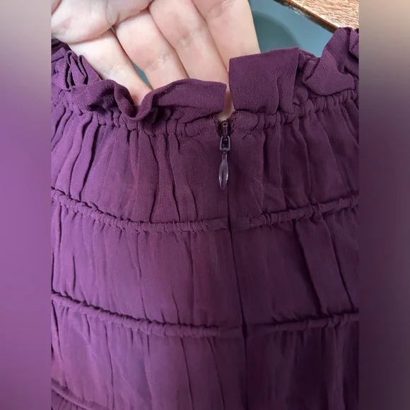 Farm Rio Smocked Burgundy Ruffle Blouse - Picture 7 of 16